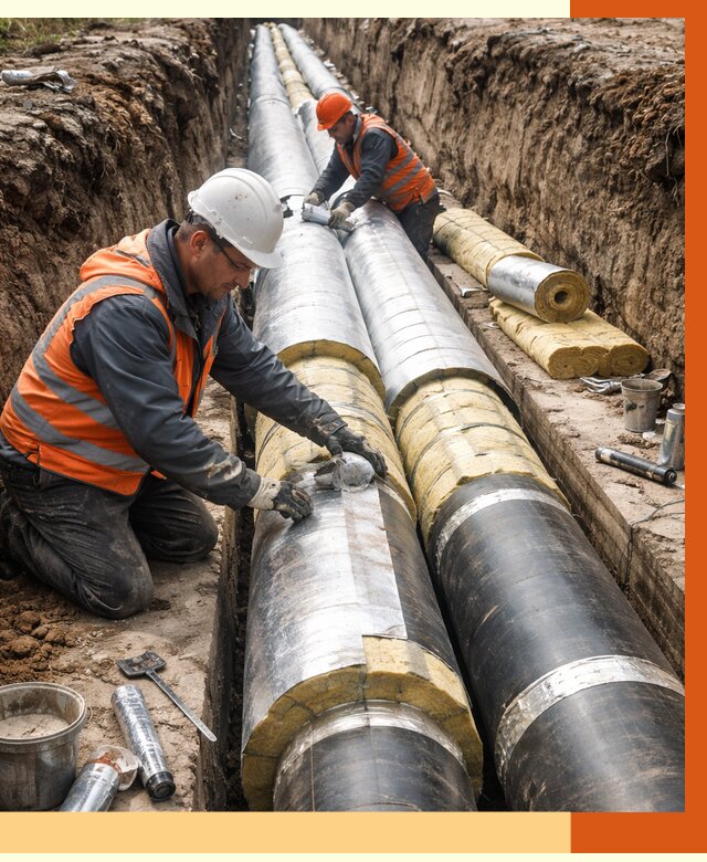 Утепление теплотрассы в Нефтеюганске от 4576 руб./м2 — ппу и комплексная изоляция | ТепломастерНфт